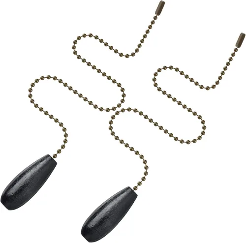 Vista 2 de 8 piezas de cadenas de extensión para ventilador de techo con colgante de madera para lámpara de techo (negro)