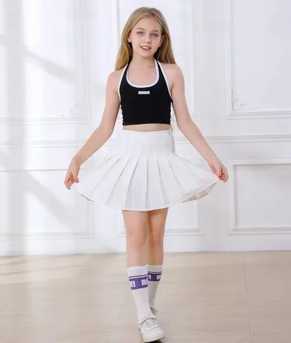 Vista 4 de BINPAW Falda plisada para niñas y mujeres, uniforme escolar, minifaldas de tenis