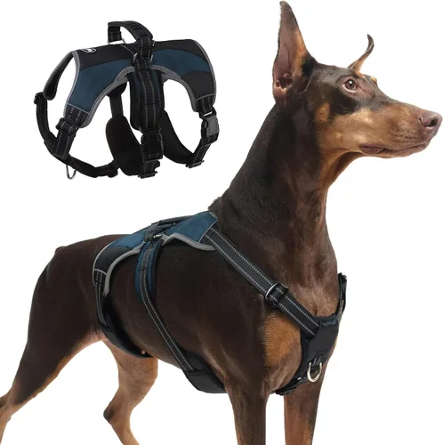 Vista 9 de Mihachi Arnés para perros pequeños, chaleco de servicio sin tirones a prueba de escapes, con tiras reflectantes y asa de control, ajustable