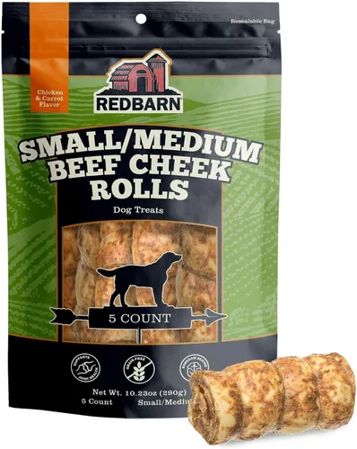 Vista 9 de Redbarn Pet Products Rollos de mejillas de res totalmente naturales para perros, mejillas de vaca sin granos, ricos en colágeno, disponibles
