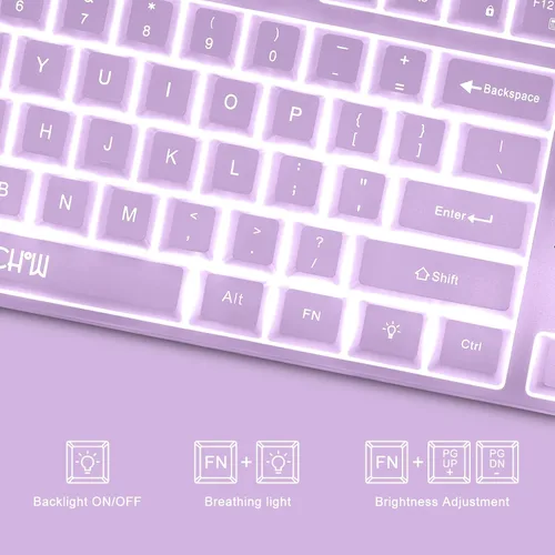 Vista 3 de CHONCNHOW - Teclado y mouse para juegos con retroiluminación blanca, teclado LED y micrófono de 87 teclas con cable de 3600 DPI con cable de 19