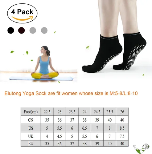 Vista 7 de ELUTONG Calcetines antideslizantes con agarre pegajoso, paquete de 2 o 4 calcetines antideslizantes para hombres y mujeres