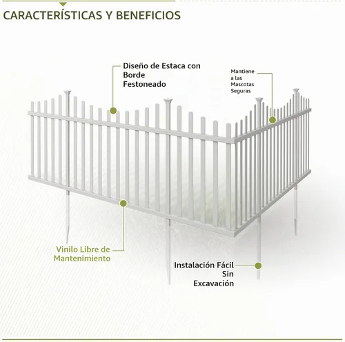 Vista 3 de Zippity Manchester Picket Fence Panels, White Vinyl DIY No Dig Kit Cerca de Manchester