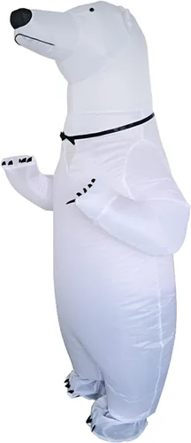 Vista 5 de IRETG Disfraz de oso polar para adultos disfraz inflable de oso blanco inflado vestido de lujo divertido oso de mar traje de fiesta Navidad