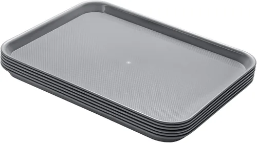 Vista 8 de Aebeky Bandejas de plástico para cafetería, bandejas de comida rápida, 13 x 17 pulgadas, juego de 6 (negro)