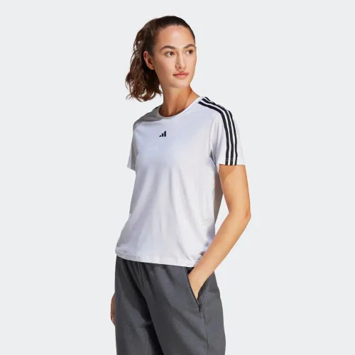 Vista 2 de adidas Camiseta de 3 rayas para mujer, talla grande, Aeroready Training Essentials