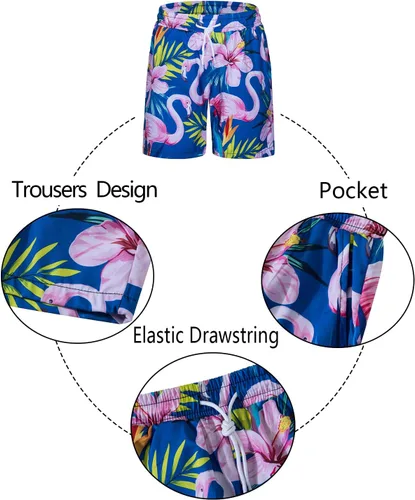 Vista 4 de TUNEVUSE Little & Big Boys - Conjunto de camisas hawaianas con botones y pantalones cortos con sombrero de pescador, trajes de verano estampados
