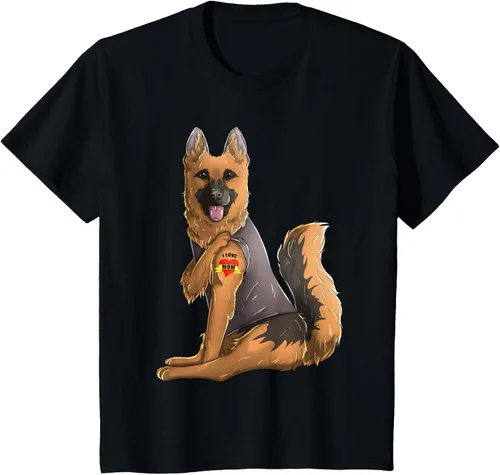 Vista 36 de Camiseta de perro con tatuaje de pastor alemán I Love Mom para el día de la madre, Negro, S