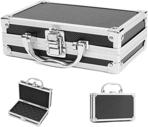 Vista 3 de Estuche de transporte de aluminio - Mini maletín de espuma de aluminio Caja de herramientas - Estuche de herramientas portátil