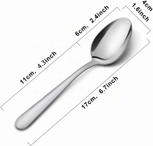 Vista 2 de Juego de 24 cucharas de cena – Cucharas de acero inoxidable de 6.7 pulgadas, cucharas de postre duraderas, cuchara de mesa para el hogar, cocina