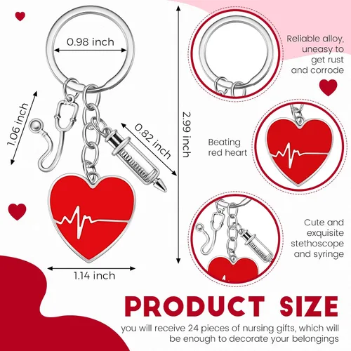 Vista 2 de Yinkin 24 piezas de recuerdos de fiesta de enfermera, regalos del día de San Valentín para enfermeras, regalos de enfermería, llavero de enfermera