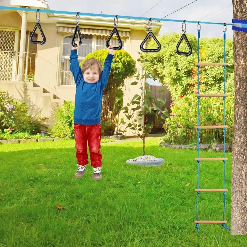 Vista 3 de Dolibest Monkey Bars Trapecio Bar Kids Monkey Bars Playground Trapecio Bar Anillos Swing Sets para patio trasero con barras de mono Curso Ninja