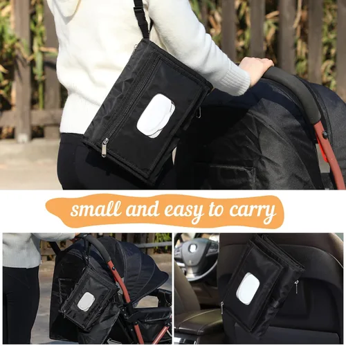 Vista 4 de Cambiador de pañales portátil para bebé, bolsa de viaje organizada inteligente con dispensador de toallitas y dispensador de bolsas de residuos.