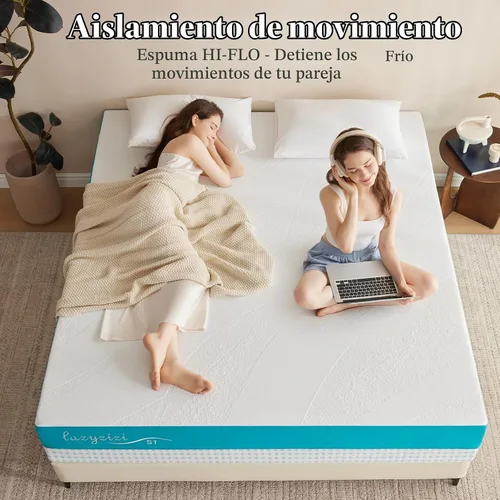 Vista 5 de Lazyzizi Twin Mattress, Fiberglass-Free Memory Foam 10" Bed Azul