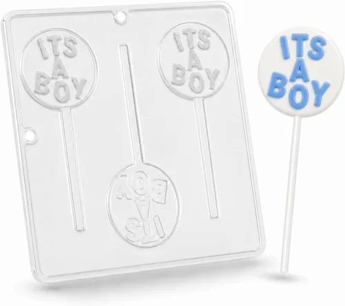 Vista 3 de Molde de caramelo de chocolate con piruleta "It's A Boy" Baby Shower 691
