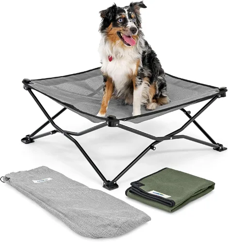 Vista 11 de Coolaroo On-The-Go - Kit de cama elevada para perros portátil y refrescante con tela HeatShield para perros pequeños, ligera y compacta, incluye
