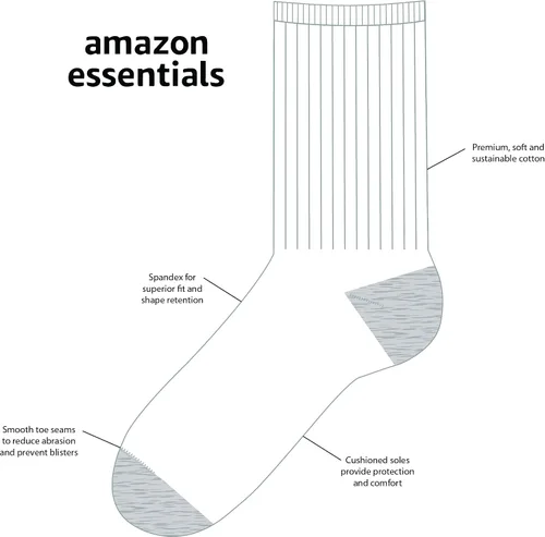 Vista 2 de Amazon Essentials Calcetines de algodón unisex para niños y niños pequeños, 10 pares