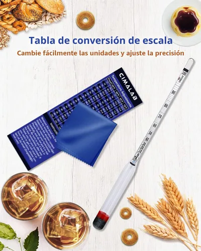 Vista 6 de CIMALAB Hidrómetro - Medidor de Alcohol, Hidrómetro de Alcohol 0-200 Proof e Hidrómetro Tralle, Probador de Graduación Alcohólica