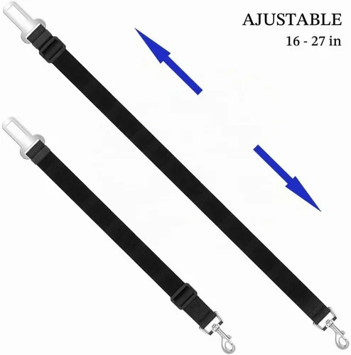 Vista 5 de YuCool Cinturón de seguridad para perro, juego de 4 piezas de cinturones de seguridad ajustables para vehículos de nailon para mascotas, arnés