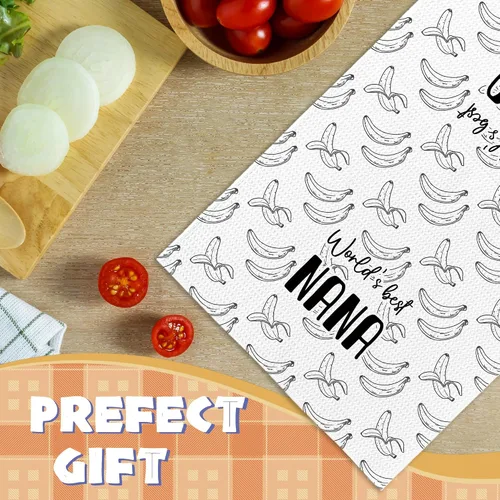 Vista 5 de Regalos de plátano para decoración de toallas de cocina, divertidos regalos para la abuela de parte de nietos, paños de cocina de mano, regalo retro