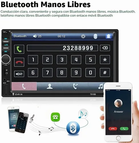 Vista 2 de Camecho Radio de coche doble DIN estéreo para coche de 7 pulgadas, pantalla táctil LCD en el tablero con soporte Bluetooth espejo