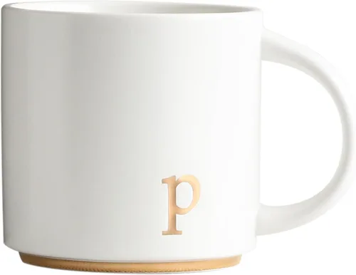 Vista 27 de COLLECTIVE HOME - Tazas de cerámica con monograma, tazas de café con inicial dorada de 15 onzas, elegantes tazas de té del alfabeto, elegante taza p