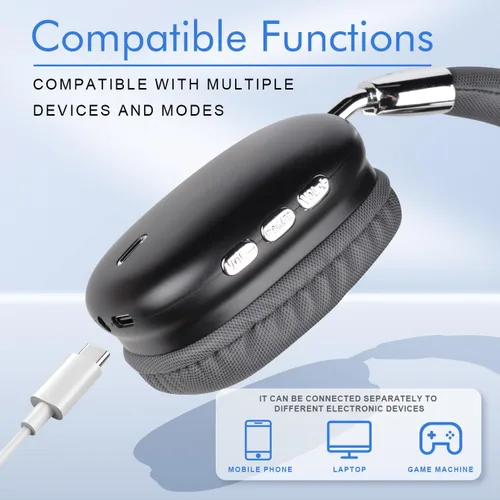 Vista 5 de AYI Auriculares inalámbricos Bluetooth de alta calidad con micrófono, sonido estéreo de alta fidelidad, plegable, recargable, compatible