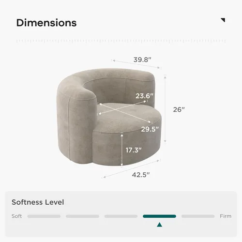 Vista 2 de Acanva - Sofá de terciopelo con respaldo curvo y diseño moderno de lujo, sofá minimalista cómodo para sala de estar, apartamento, espacio