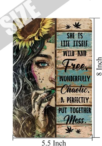 Vista 5 de Zomyto Letrero de metal con texto en inglés "She Had The Soul of A Gypsy Heart of Hippie Flower Girl