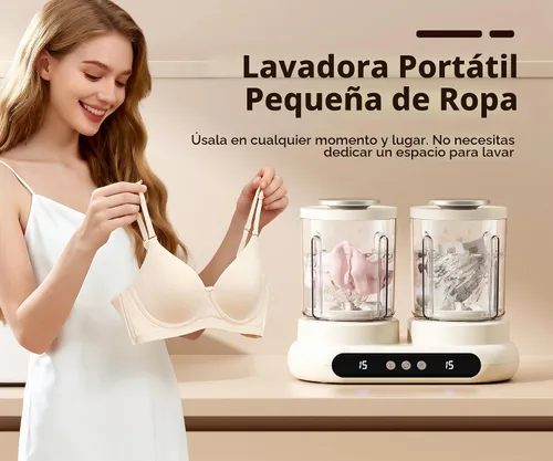 Vista 2 de Lavadora de ropa interior, un mini modelo portátil con diseño desmontable de doble tina. Admite limpieza profunda separada para ropa de bebé. Esta