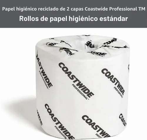 Vista 5 de Coastwide Papel higiénico reciclado profesional, 2 capas, blanco, 48 rollos