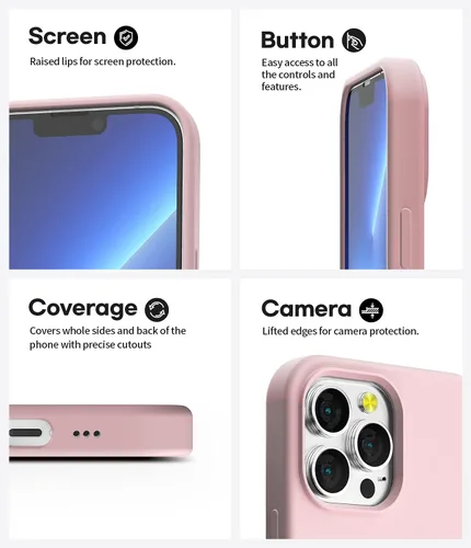 Vista 5 de GOOSPERY Funda de silicona líquida compatible con iPhone 13 Pro Max, protección de cuerpo completo, suave al tacto, a prueba de golpes, con forro