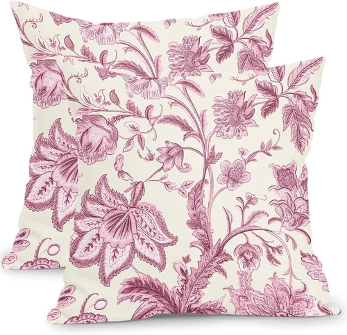 Vista 42 de Fundas de cojín decorativas primavera-verano 40x40 cm, juego de 2 fundas de cojín verdes con flores botánicas, fundas de cojín decorativas para Aqua