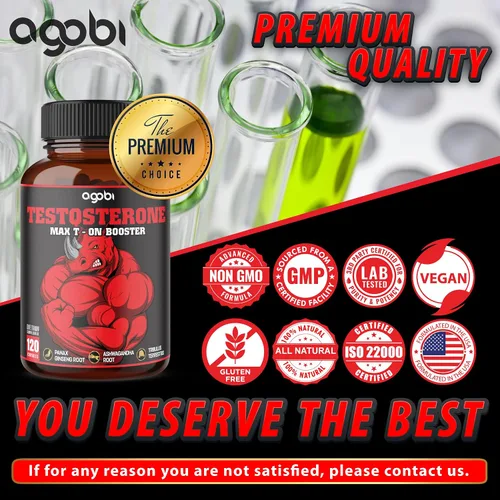 Vista 6 de Refuerzo de testosterona Agobi MaxT-On 11 en 1 para hombres, equivalente a 14000 mg de alta potencia, resistencia, conducción y fuerza, 120 cápsulas