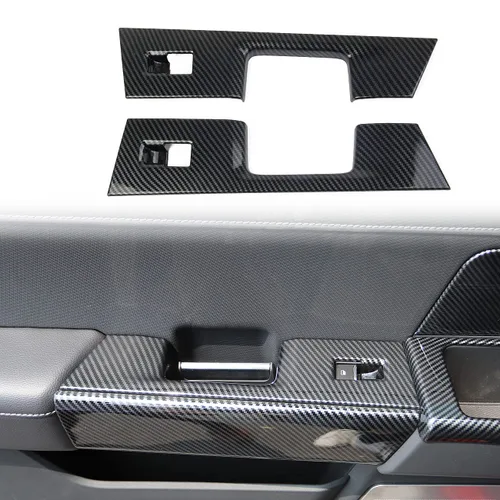 Vista 8 de Cubierta de Panel de Interruptor de Ventana de Puerta Delantera Interior de Fibra de Carbono para Ford F150 2021+ Accesorios de Decoración