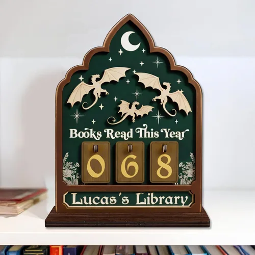 Vista 8 de Rastreador de Lectura de Libros Personalizado, Contador de Libros Leídos Este Año, Decoración de Biblioteca, Letrero de Seguimiento de Libros