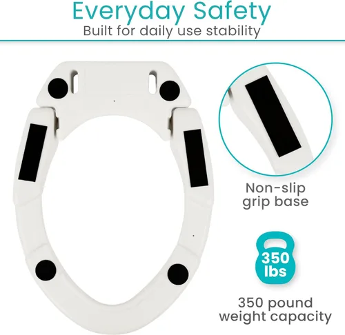 Vista 6 de Vive Asiento de inodoro elevado (alargado, añade 3.5 pulgadas) – Elevador y extensor de asiento de inodoro elevado para personas mayores