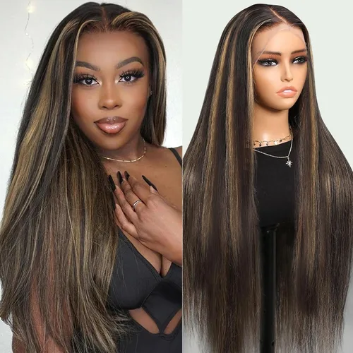 Vista 8 de Peluca de cabello humano ondulado con encaje frontal de 13 x 4, FB30, peluca de cabello humano con reflejos FB30, 200% de densidad, peluca balayage