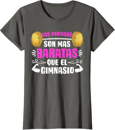 Vista 6 de Las Pupusas Que El Gimnasio - Camiseta salvadoreña salvadoreña, Negro, S