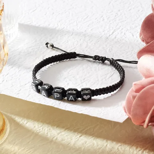 Vista 5 de seensea Pulseras personalizadas con nombre para la familia, hermanas, mejores amigas, abuela, madre, hermana pequeña, pulsera con letras de cuerda