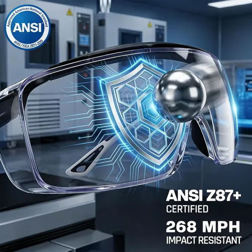 Vista 2 de MORK&SUKY Gafas de seguridad que se ajustan a los anteojos recetados, certificado ANSI Z87, protección ocular antivaho para hombres y mujeres.