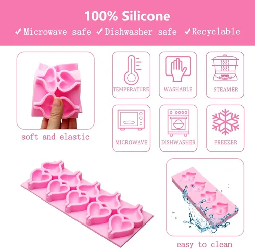 Vista 3 de Molde sexy de silicona para labios, molde para hornear de chocolate con forma de corazón para decoración de tartas de San Valentín, decoración