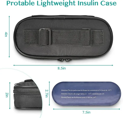 Vista 2 de Olaismln Estuche de viaje enfriador de insulina, bolsa de viaje para diabéticos para bolígrafos de insulina, pequeña funda de transporte