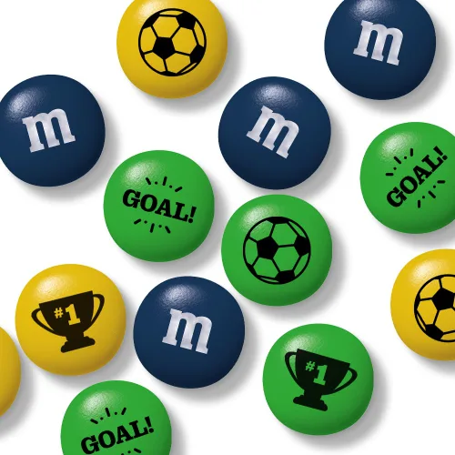 Vista 8 de M&M'S® Brasil Soccer Championship - Caramelos de chocolate a granel, bolsa de 2 libras, caramelos verdes, amarillos y azul oscuro para decoración