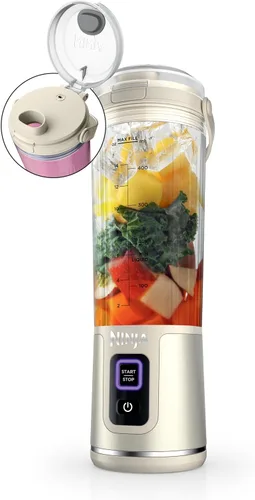 Vista 34 de Ninja Blast Batidora portátil, inalámbrica, recipiente de 18 onzas Rosa