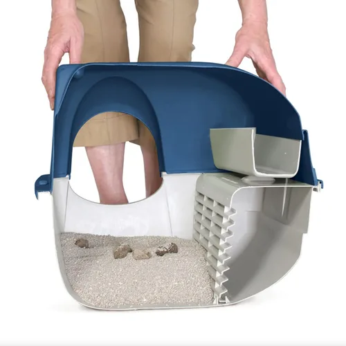 Vista 4 de Omega Paw Premium Roll 'n Clean - Caja de arena grande, gato, azul peral (PR-RA20-1)