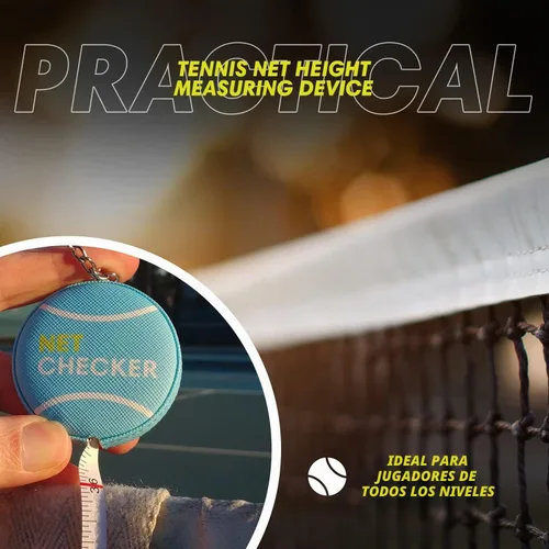Vista 4 de Scoring Right Net Checker - Cinta métrica de altura de red para tenis y llavero Azul