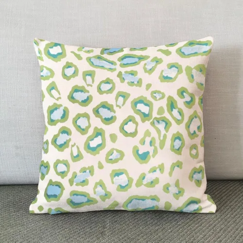 Vista 2 de Funda de almohada con estampado de leopardo verde azulado y guepardo, funda de almohada con estampado de animales, funda de cojín chinoiserie, funda