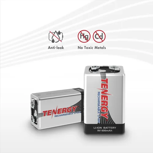 Vista 5 de Tenergy Combo: 4pcs 9V 600mAh Li-ion baterías recargables