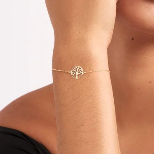 Vista 2 de 14k Real Gold Flower Bracelet for Women 14k Gold Nature Bracelets Lotus Flower, Clover, Tree of Life, Chakra Bracelets Women's 14k Gold Jewelry
